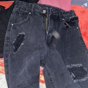 Black high rise ripped jeans